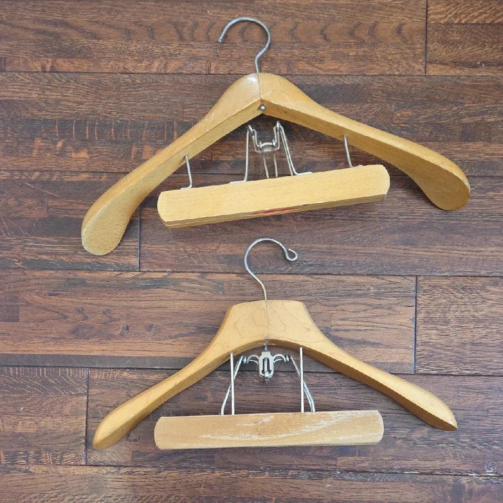 Vintage Wooden Suit Hangers with Clips